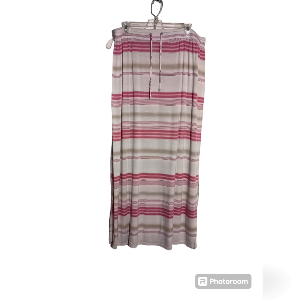 Cato Pink/Khaki Stripe Lightweight Maxi Skirt. Size 18/20W